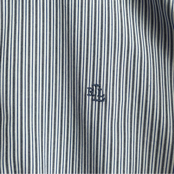 Lauren Ralph Lauren Pinstripe Cotton Poplin Classic Fit Button Up Shirt - Picture 3 of 9
